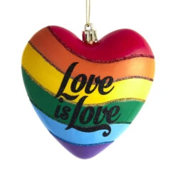 4.5" Love Is Love Rainbow Heart Pride Christmas Ornament H7549