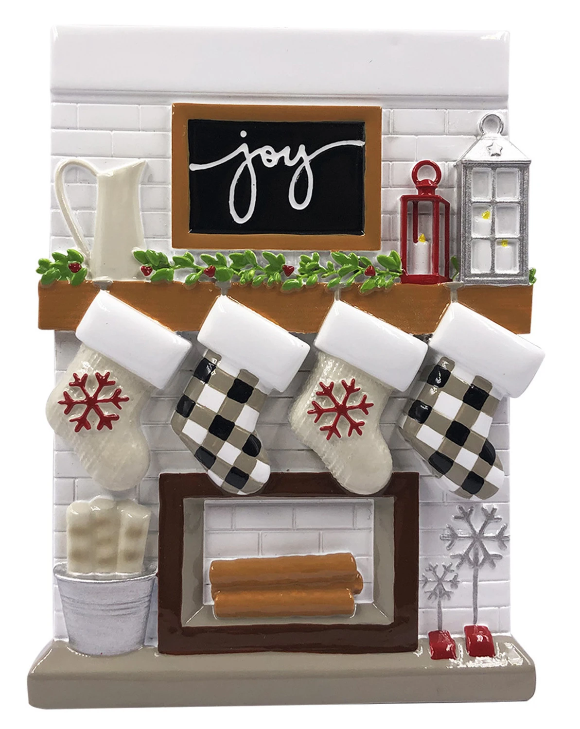 5" Fireplace Mantle Stocking Family Of 4 Personalized Christmas Ornament OR2030-4 3 5" Fireplace Mantle Stocking Family Of 4 Personalized Christmas Ornament OR2030-4 - Image 3