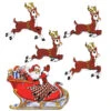 Beistle Vintage Santa And Sleigh With Reindeer Cutouts 20055