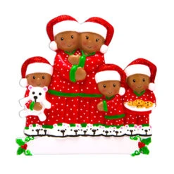 African American Pajama Family Of 5 Personalized Christmas Ornament -Christmas Decor Shop apiiv7psy 26968.1646091904
