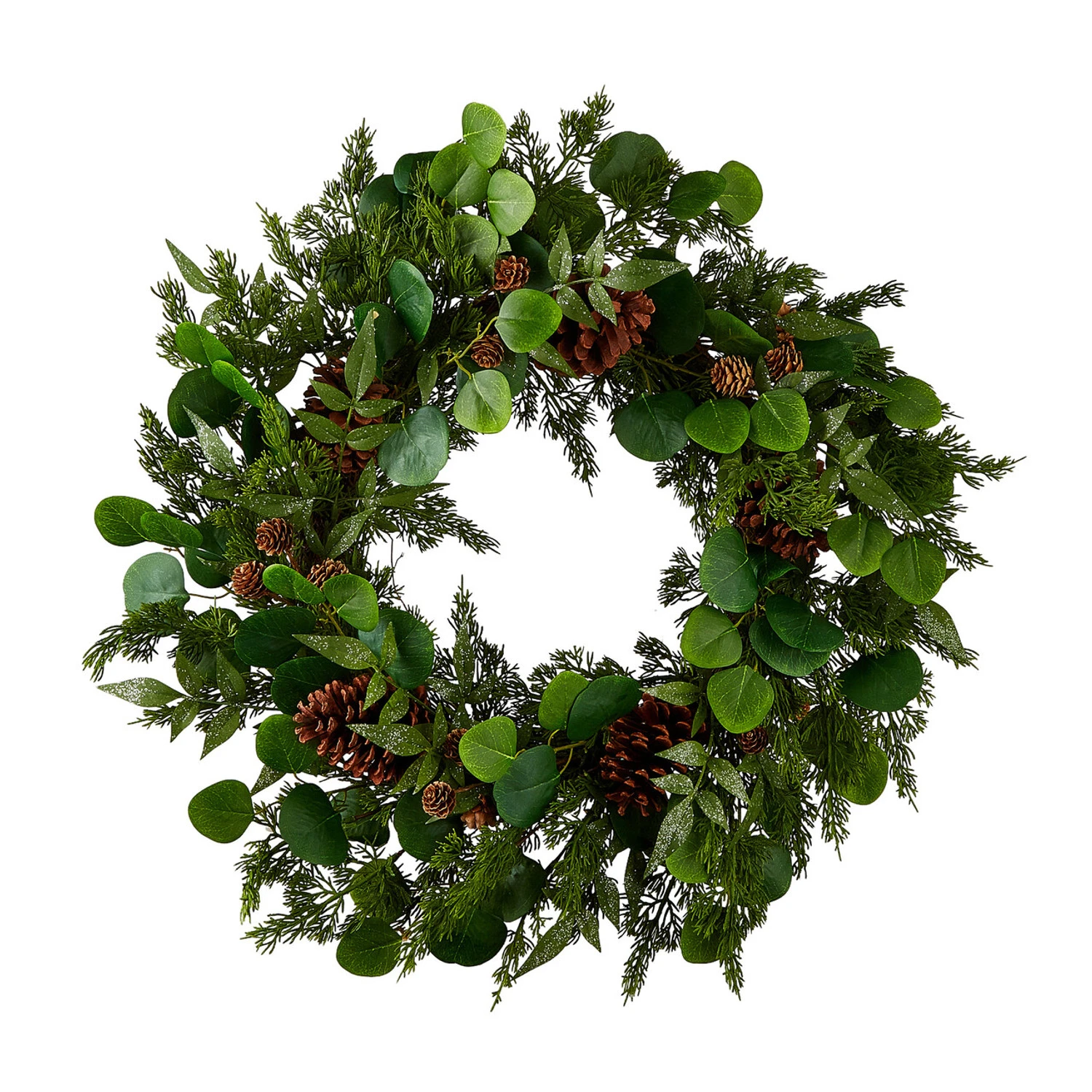 Raz 27" Iced Mixed Greenery, Eucalyptus And Pinecone Christmas Wreath W4102617 2 Raz 27" Iced Mixed Greenery, Eucalyptus And Pinecone Christmas Wreath W4102617 - Image 2