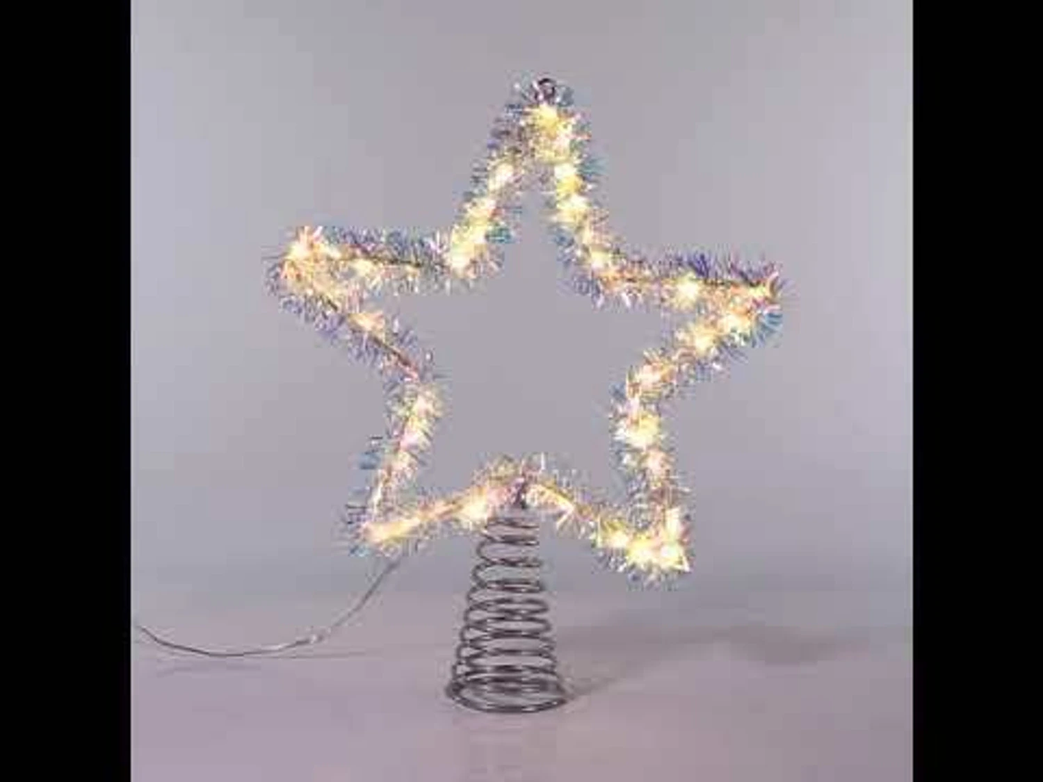 12.2" LED Lighted Warm White Silver Tinsel Star Christmas Tree Topper AD1022WW 9 12.2" LED Lighted Warm White Silver Tinsel Star Christmas Tree Topper AD1022WW - Image 9