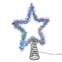 12.2" LED Lighted Silver Tinsel Star Christmas Tree Topper AD1022RGB -Christmas Decor Shop apio1tds8 83097.1646091916