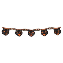 Beistle Vintage 4' Jointed Cat Streamer Halloween Garland Home Decoration 01971
