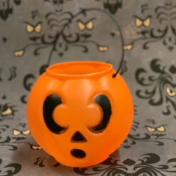 6" Jack-O-Lantern Halloween Blow Mold Candy Pail H1600