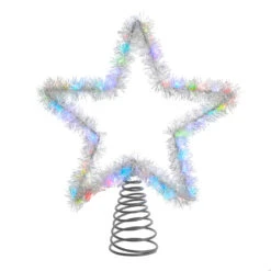 12.2" LED Lighted Silver Tinsel Star Christmas Tree Topper AD1022RGB -Christmas Decor Shop apitbysg5 09804.1646091912