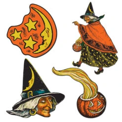 Beistle Vintage 6.5" - 10.5" Colorful Halloween Cutout Decorations 01187