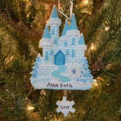 Blue And White Ice Castle Personalized Christmas Ornament OR1462 -Christmas Decor Shop apitnglbh 38125.1646091962