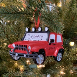 Red Jeep Personalized Christmas Ornament OR1763 -Christmas Decor Shop apiuocovb 01125.1646091899