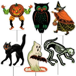 Beistle Vintage 11.5"-12.25" Plastic Halloween Yard Signs Outdoor Decor 00485
