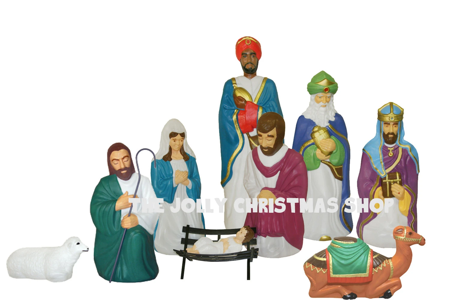 Blow Mold Life Size Christmas Nativity 10pc Set 1 Blow Mold Life Size Christmas Nativity 10pc Set