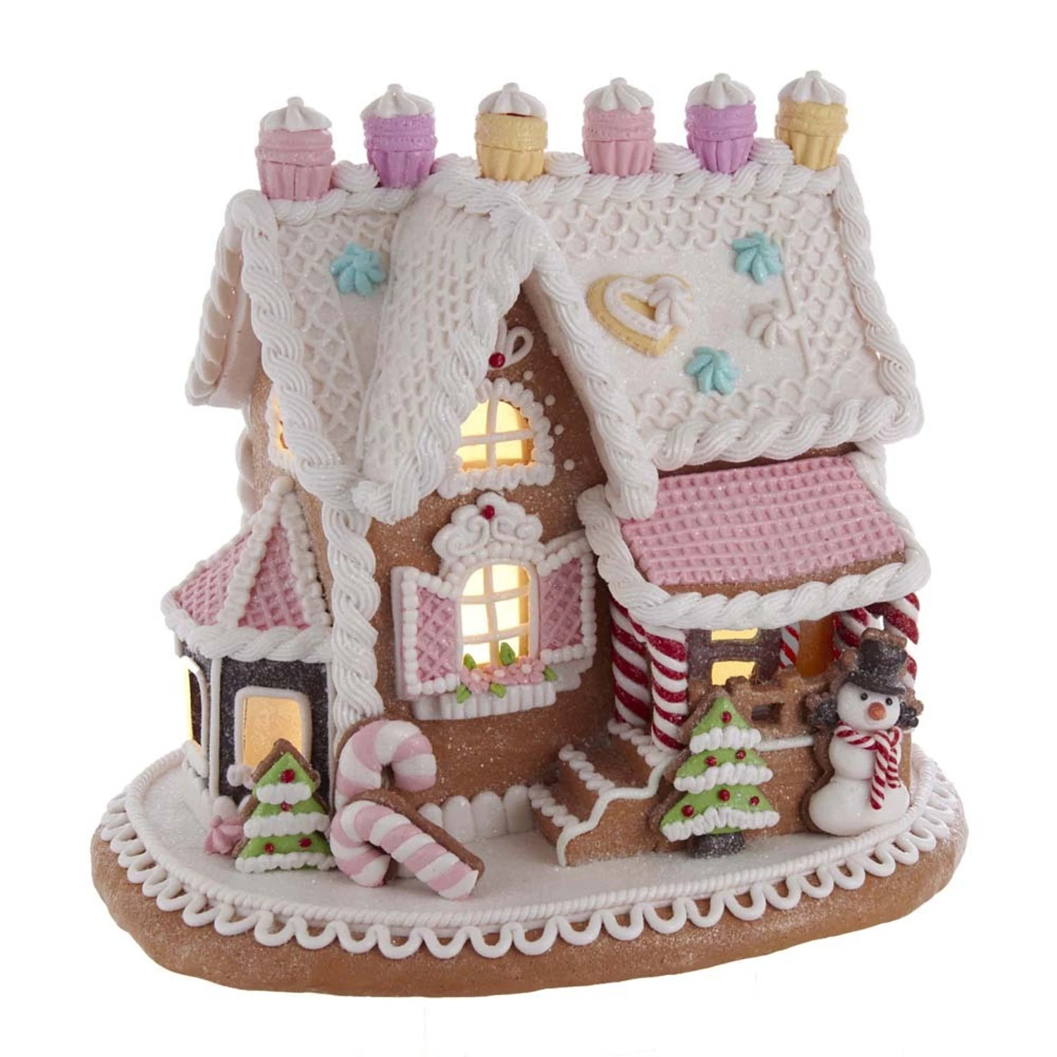 9" Battery Operated LED Lighted Claydough Gingerbread Cake Christmas House GBJ0010 1 9" Battery Operated LED Lighted Claydough Gingerbread Cake Christmas House GBJ0010