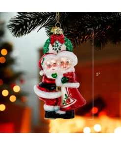 Kurt Adler 5" Noble Gems Mr And Mrs Santa Under The Mistletoe Glass Christmas Ornament NB1787 -Christmas Decor Shop nb1787 51 45220.1746475405