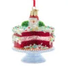 Kurt Adler 3.75" Noble Gems Glass Red Velvet Cake With Stand Glass Christmas Ornament NB1847