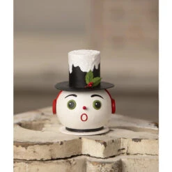 Bethany Lowe 4.25" Vintage Surprised Snowman Container Christmas Decoration TF3276