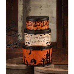 Bethany Lowe Vintage Halloween Stacked Tins Decoration TF4245