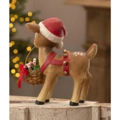 Bethany Lowe 10.75" Reindeer Carrying Basket Vintage Christmas Figure TJ3319 -Christmas Decor Shop tj3319 2 lg 63576.1719507485