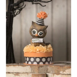 Bethany Lowe 6" Hoot On Box Vintage Halloween Decoration TL1370