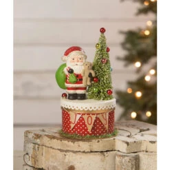 Bethany Lowe 9" Joy Santa On Box Christmas Decoration TL2360