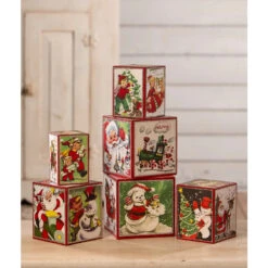 Bethany Lowe Set Of 6 Kitschmas Stacking Blocks Vintage Christmas Decoration TL3364 -Christmas Decor Shop tl3364 1 lg 40375.1719518530