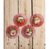 Bethany Lowe 3.5" Set Of 4 Kitschmas Rosette Vintage Christmas Ornaments TL3366